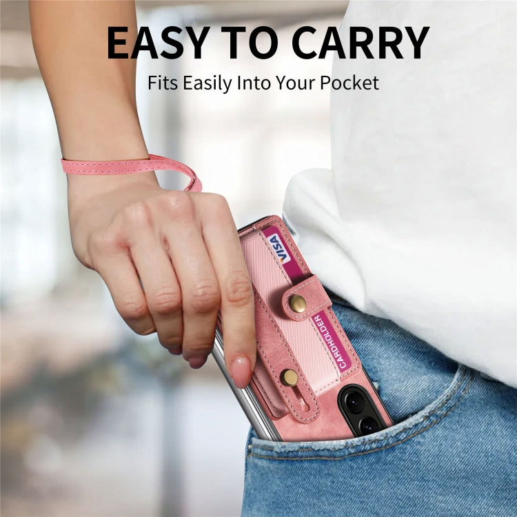 For Samsung Galaxy Z Fold6 5G Retro Cross Wristband Wallet Leather Back Phone Case
