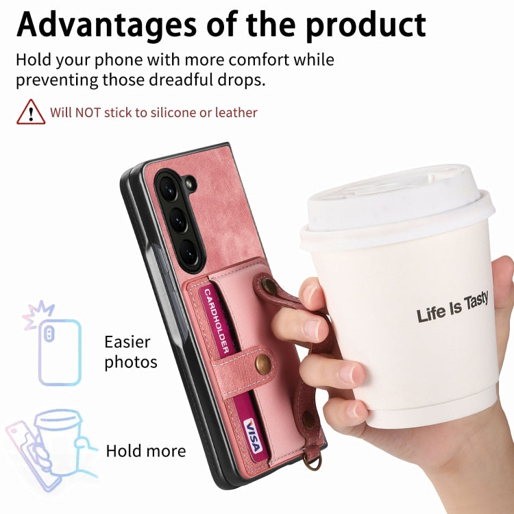 For Samsung Galaxy Z Fold6 5G Retro Cross Wristband Wallet Leather Back Phone Case