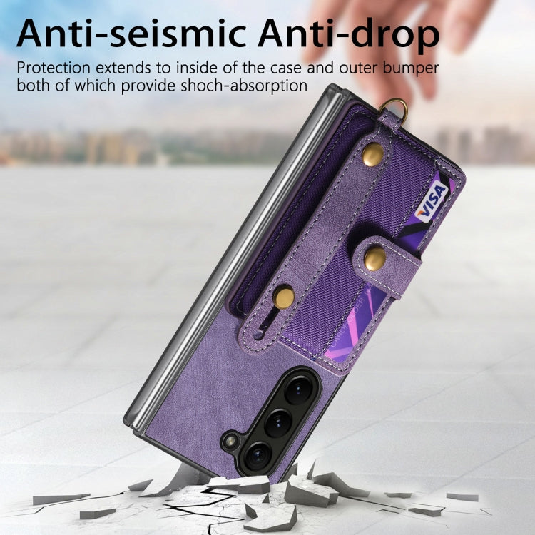 For Samsung Galaxy Z Fold6 5G Retro Cross Wristband Wallet Leather Back Phone Case