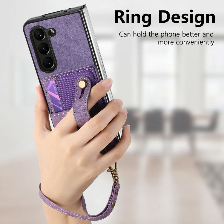 For Samsung Galaxy Z Fold6 5G Retro Cross Wristband Wallet Leather Back Phone Case
