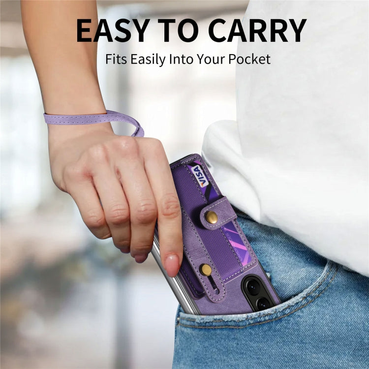 For Samsung Galaxy Z Fold6 5G Retro Cross Wristband Wallet Leather Back Phone Case