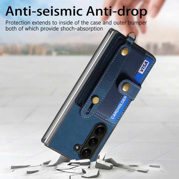 For Samsung Galaxy Z Fold6 5G Retro Cross Wristband Wallet Leather Back Phone Case