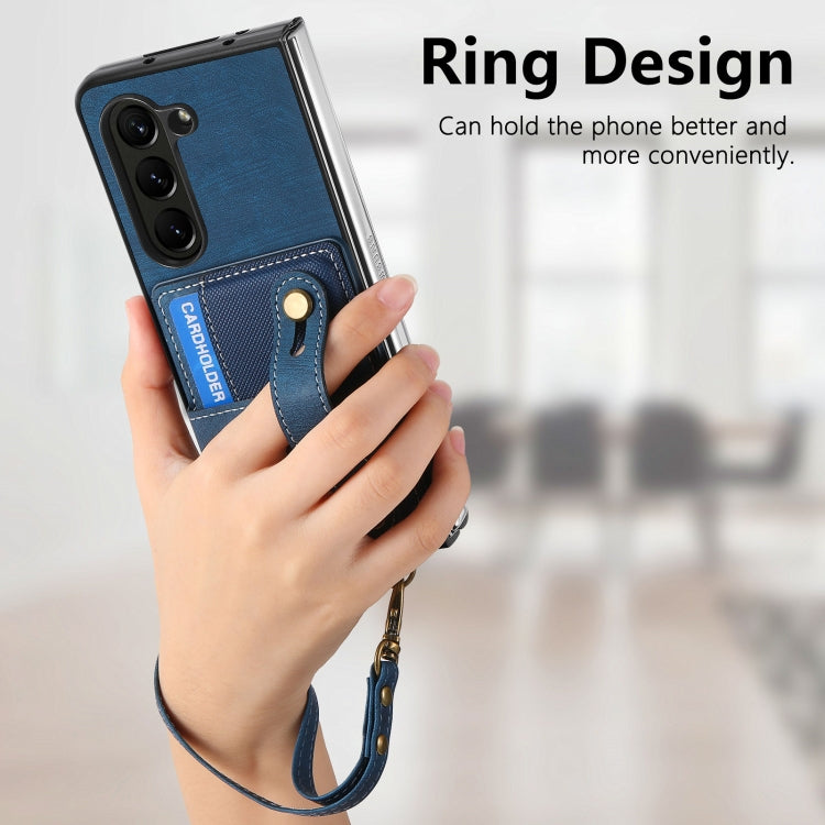 For Samsung Galaxy Z Fold6 5G Retro Cross Wristband Wallet Leather Back Phone Case