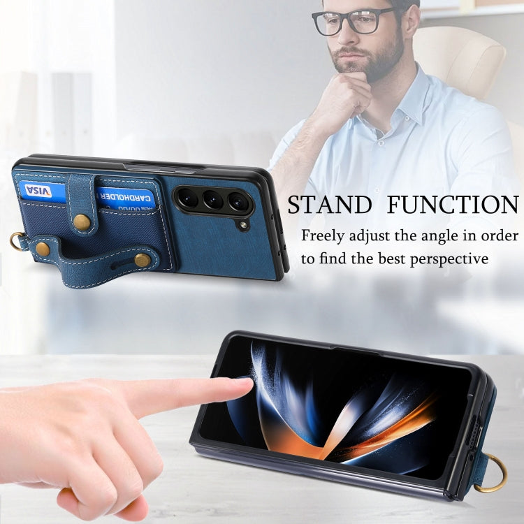 For Samsung Galaxy Z Fold6 5G Retro Cross Wristband Wallet Leather Back Phone Case