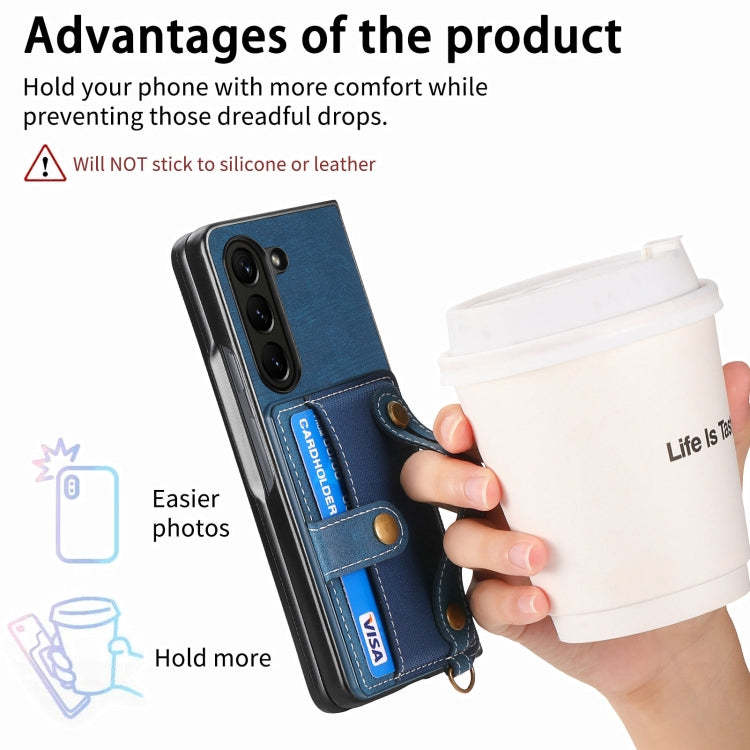 For Samsung Galaxy Z Fold6 5G Retro Cross Wristband Wallet Leather Back Phone Case