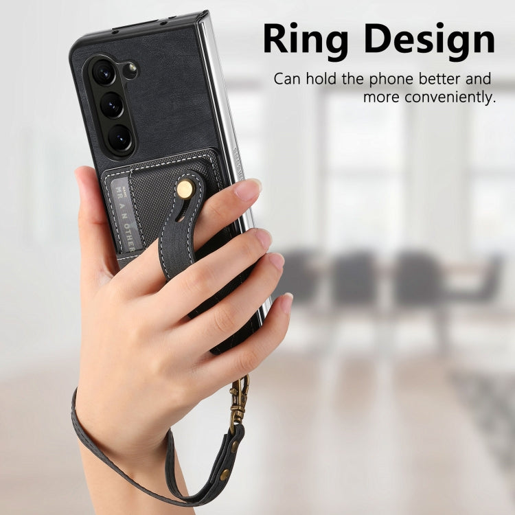 For Samsung Galaxy Z Fold6 5G Retro Cross Wristband Wallet Leather Back Phone Case