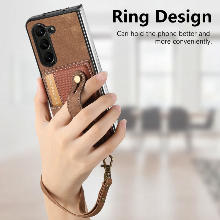 For Samsung Galaxy Z Fold6 5G Retro Cross Wristband Wallet Leather Back Phone Case