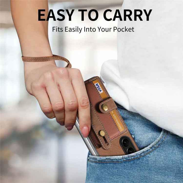 For Samsung Galaxy Z Fold6 5G Retro Cross Wristband Wallet Leather Back Phone Case