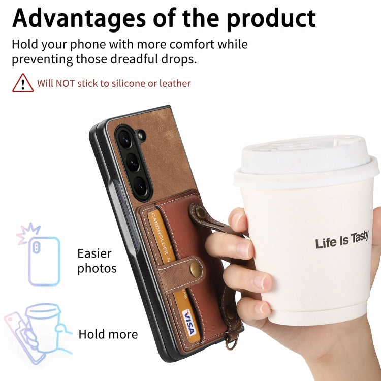 For Samsung Galaxy Z Fold6 5G Retro Cross Wristband Wallet Leather Back Phone Case
