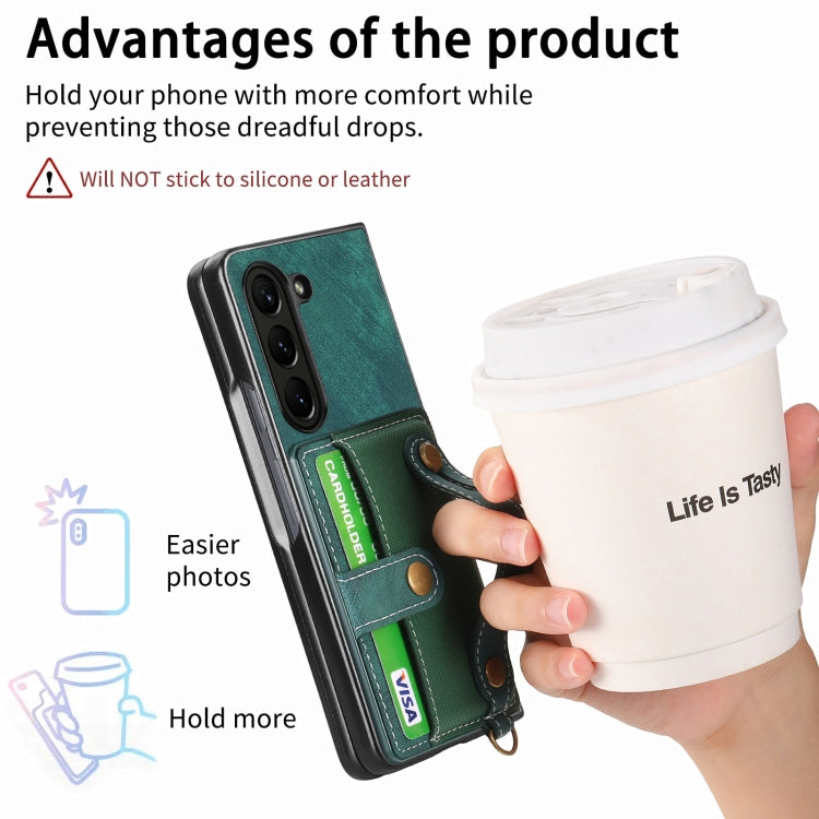 For Samsung Galaxy Z Fold6 5G Retro Cross Wristband Wallet Leather Back Phone Case