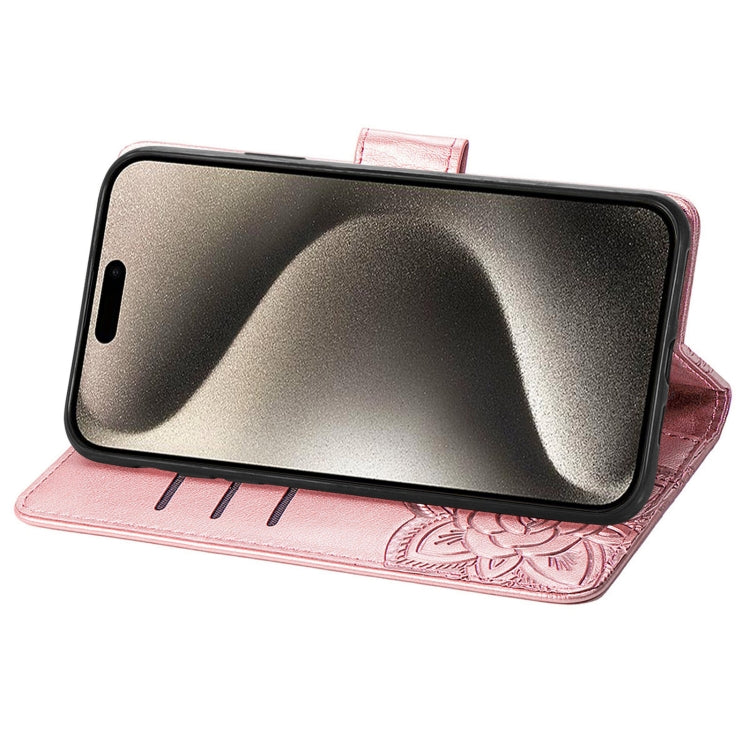 For iPhone 16 Plus Butterfly Love Flower Embossed Leather Phone Case