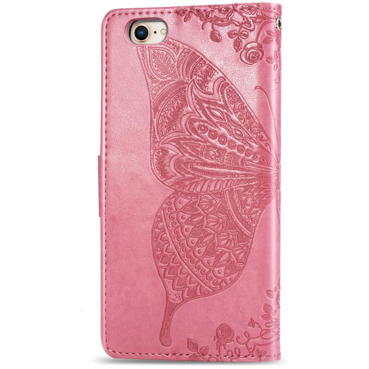 For iPhone 17e / 16e Butterfly Love Flower Embossed Leather Phone Case