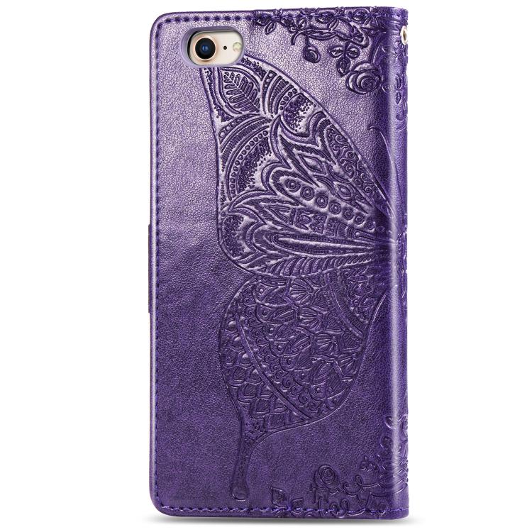 For iPhone 17e / 16e Butterfly Love Flower Embossed Leather Phone Case