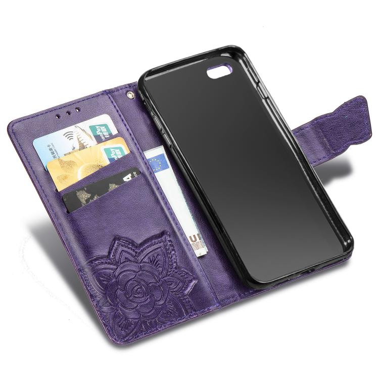 For iPhone 17e / 16e Butterfly Love Flower Embossed Leather Phone Case