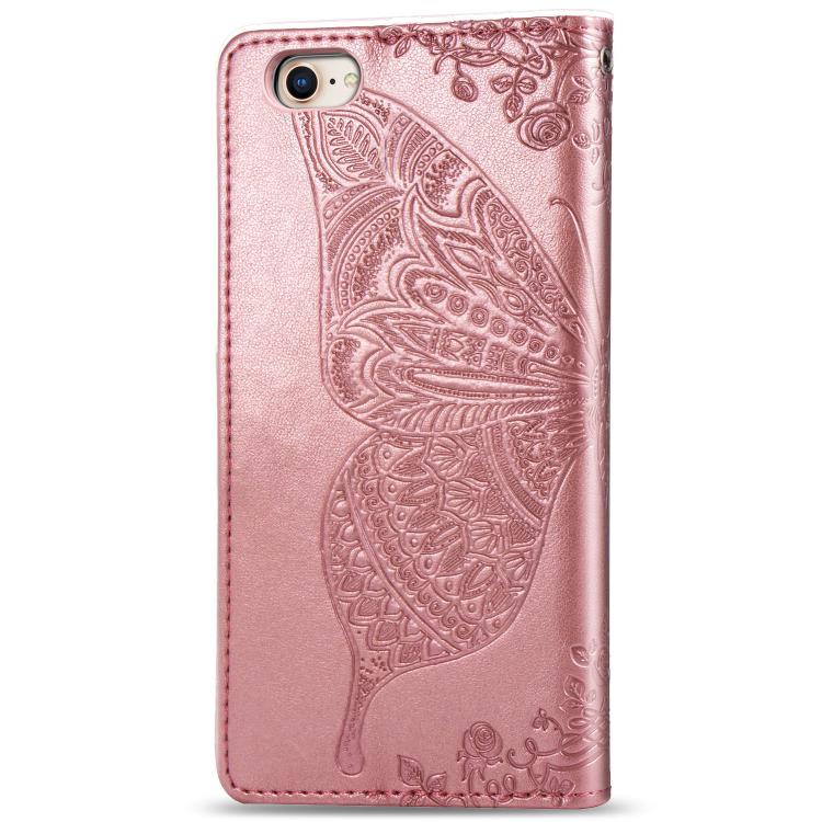 For iPhone 17e / 16e Butterfly Love Flower Embossed Leather Phone Case
