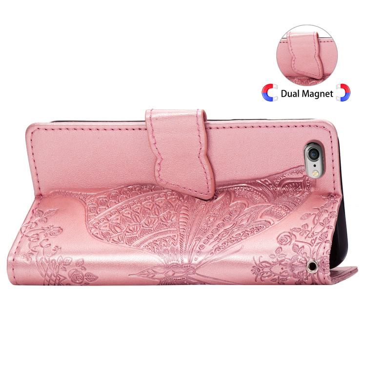 For iPhone 17e / 16e Butterfly Love Flower Embossed Leather Phone Case