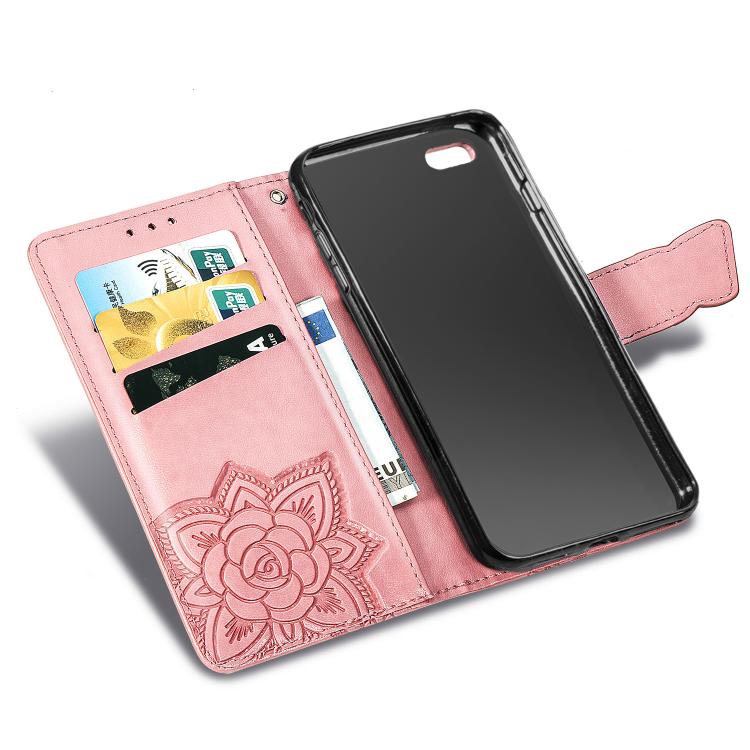 For iPhone 17e / 16e Butterfly Love Flower Embossed Leather Phone Case