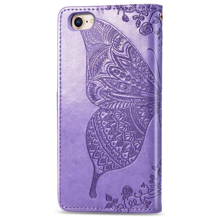 For iPhone 17e / 16e Butterfly Love Flower Embossed Leather Phone Case