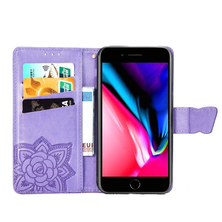 For iPhone 17e / 16e Butterfly Love Flower Embossed Leather Phone Case