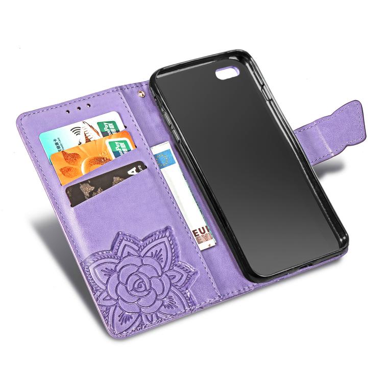 For iPhone 17e / 16e Butterfly Love Flower Embossed Leather Phone Case