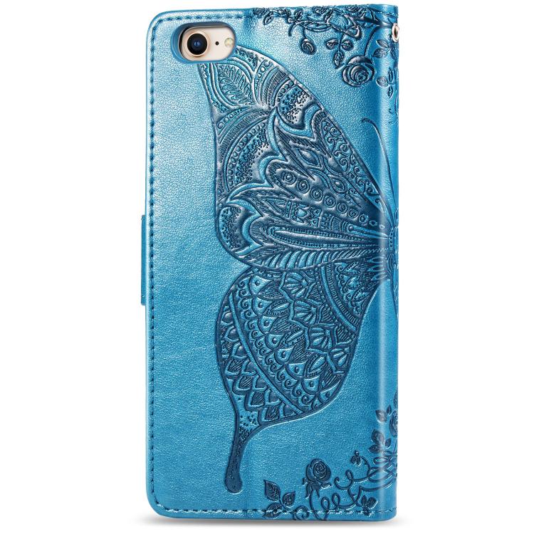 For iPhone 17e / 16e Butterfly Love Flower Embossed Leather Phone Case