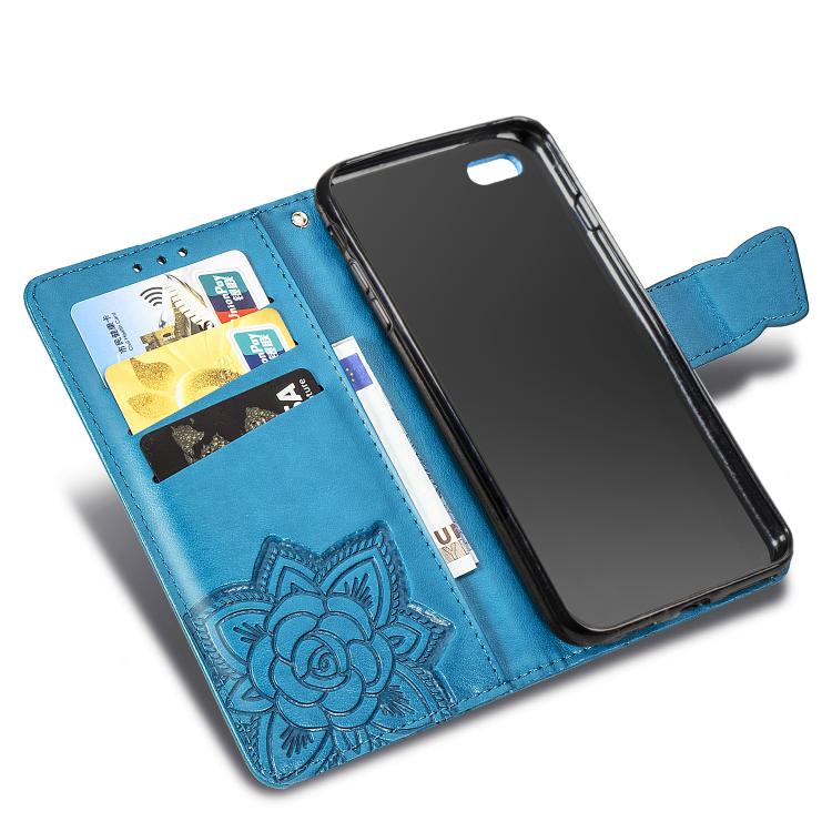 For iPhone 17e / 16e Butterfly Love Flower Embossed Leather Phone Case