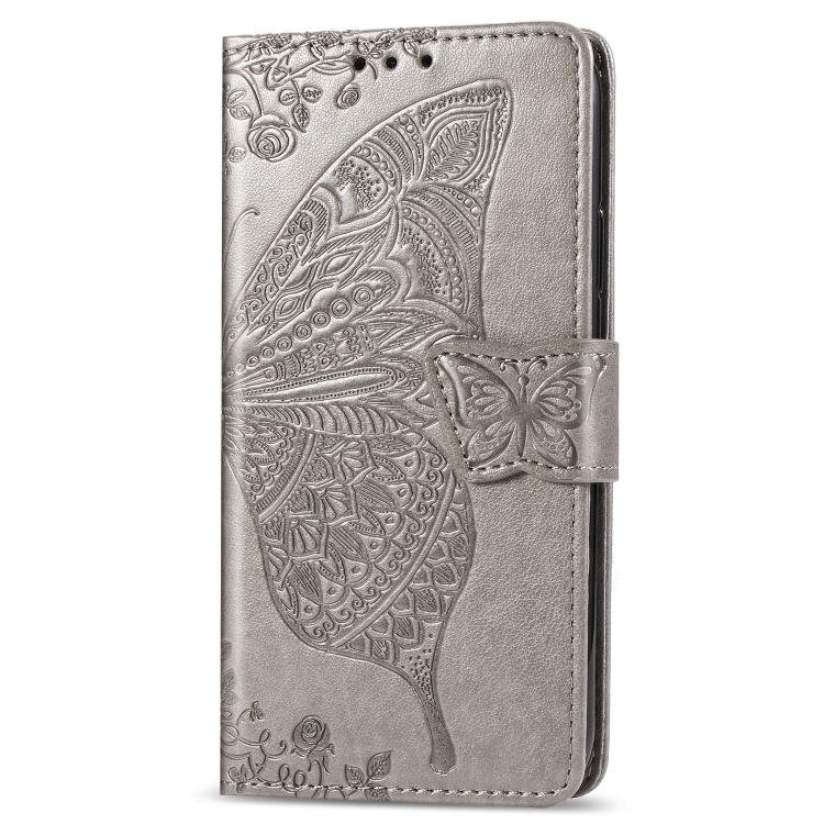 For iPhone 17e / 16e Butterfly Love Flower Embossed Leather Phone Case