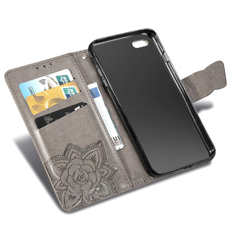 For iPhone 17e / 16e Butterfly Love Flower Embossed Leather Phone Case