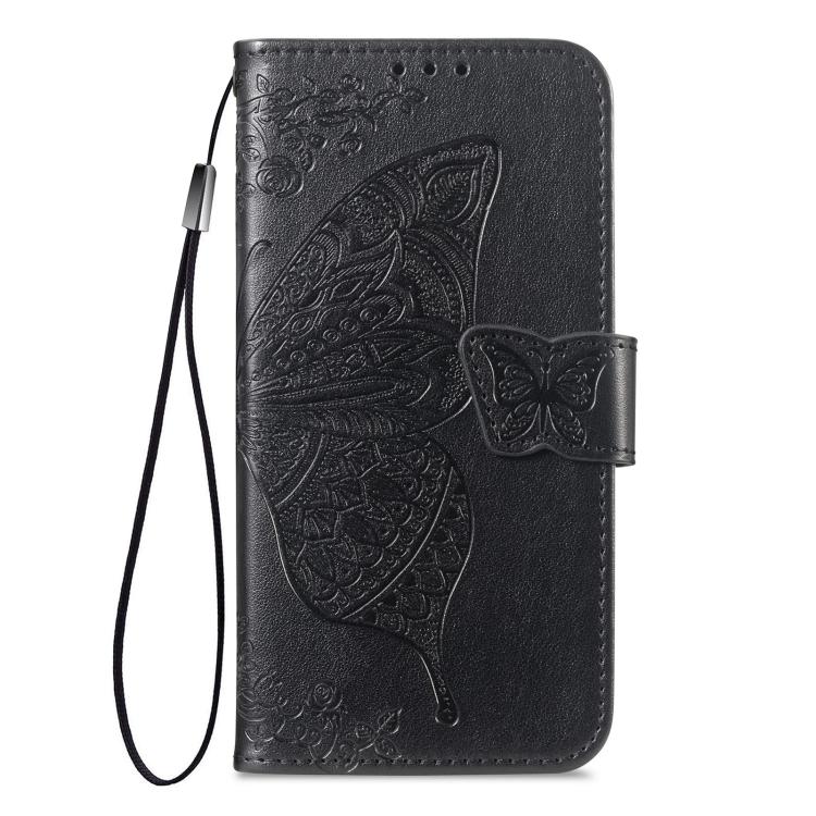 For iPhone 17 Butterfly Love Flower Embossed Leather Phone Case