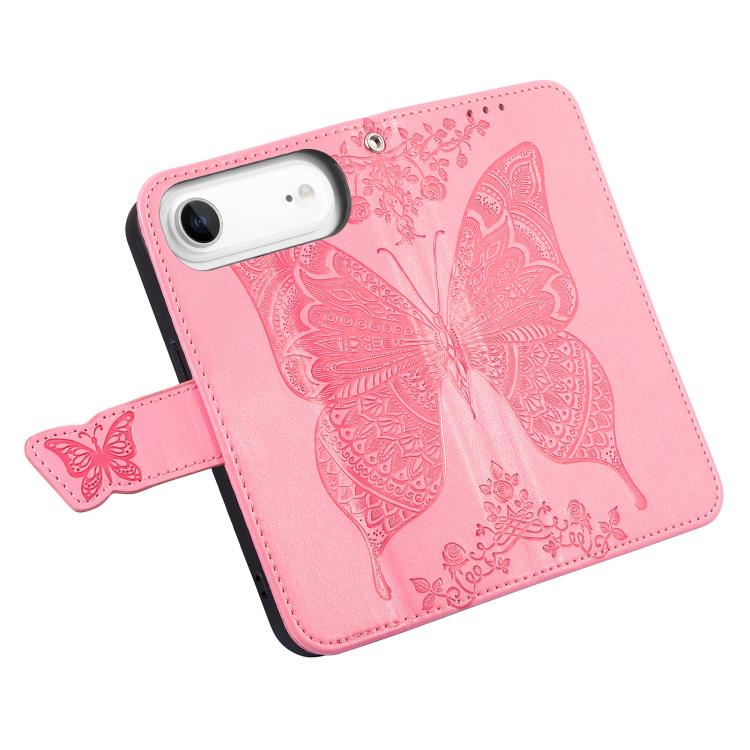 For iPhone Air Butterfly Love Flower Embossed Leather Phone Case