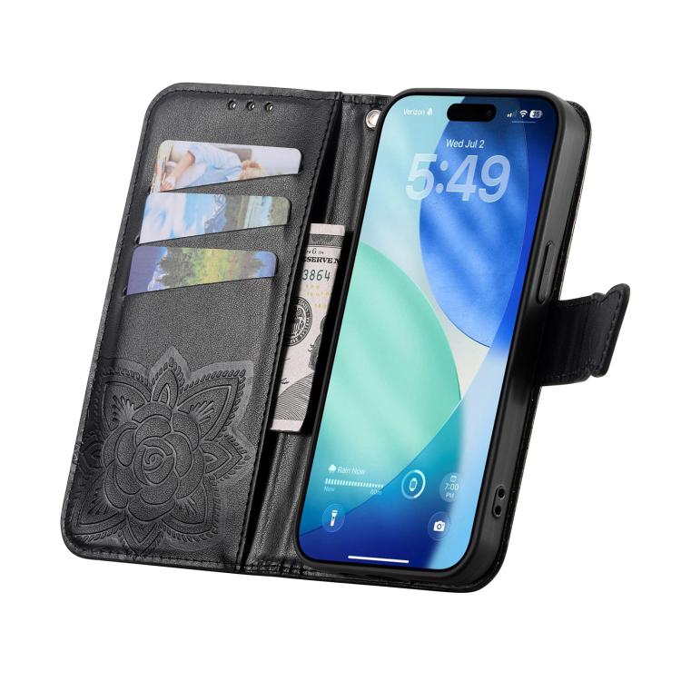 For iPhone Air Butterfly Love Flower Embossed Leather Phone Case