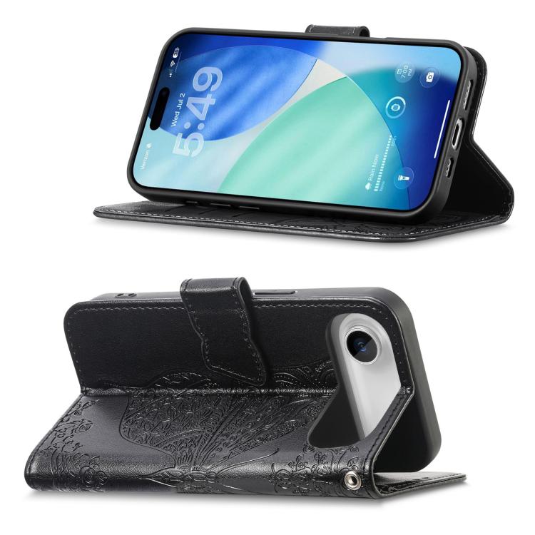 For iPhone Air Butterfly Love Flower Embossed Leather Phone Case
