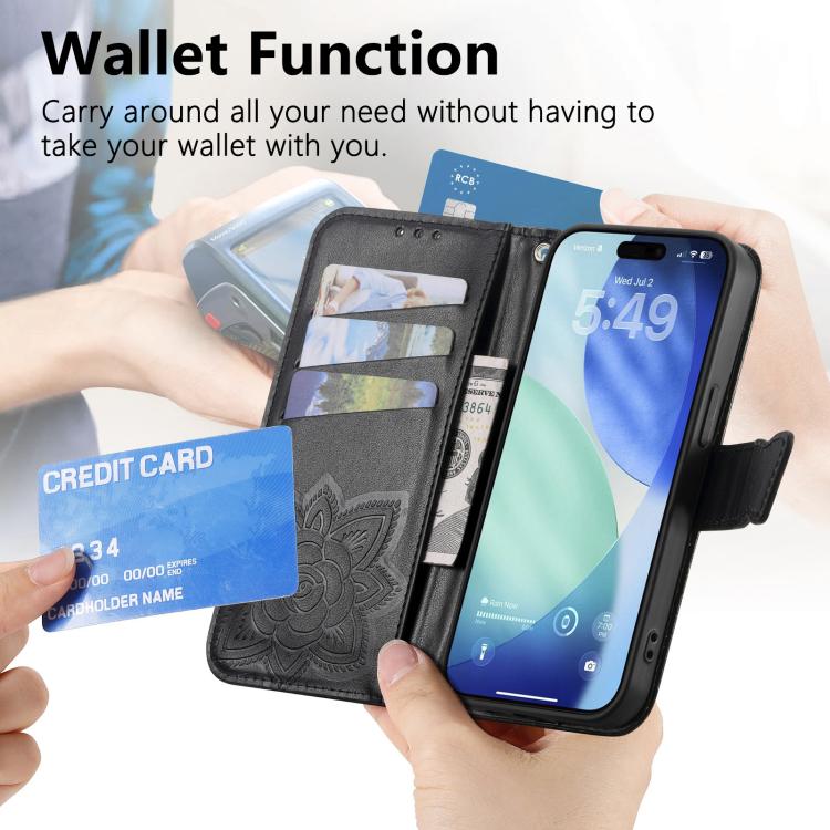 For iPhone Air Butterfly Love Flower Embossed Leather Phone Case