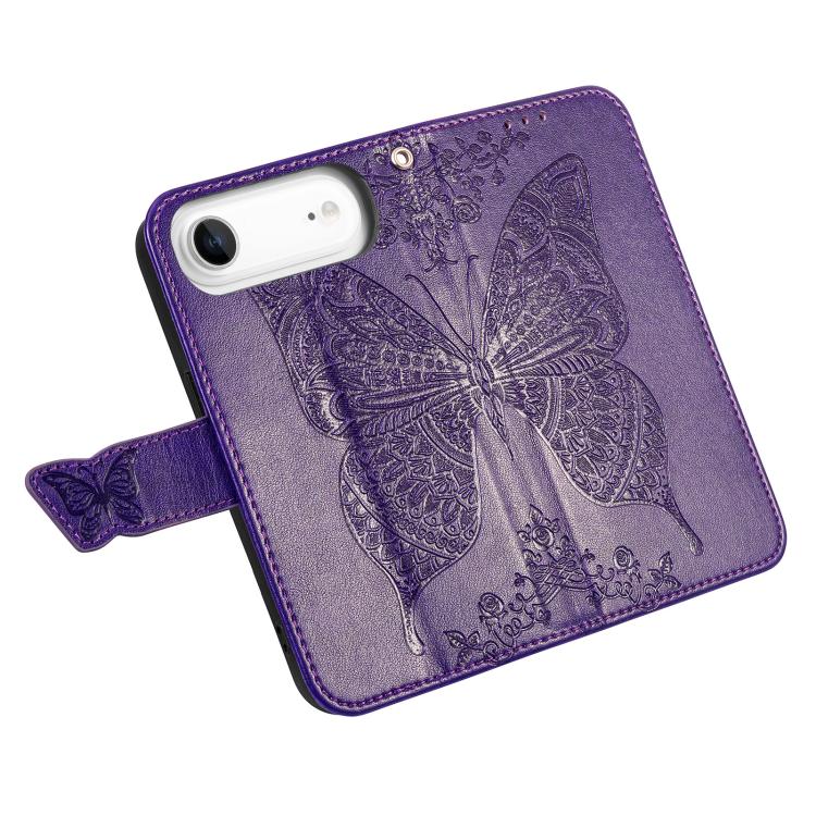 For iPhone Air Butterfly Love Flower Embossed Leather Phone Case