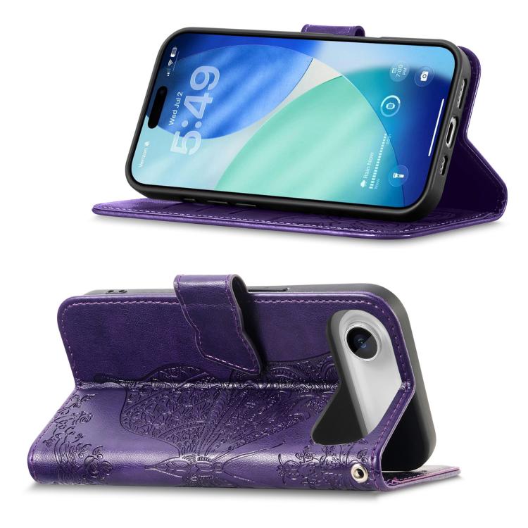 For iPhone Air Butterfly Love Flower Embossed Leather Phone Case