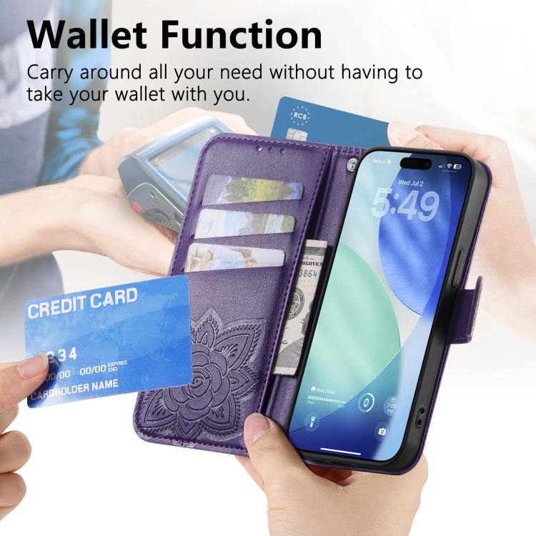 For iPhone Air Butterfly Love Flower Embossed Leather Phone Case
