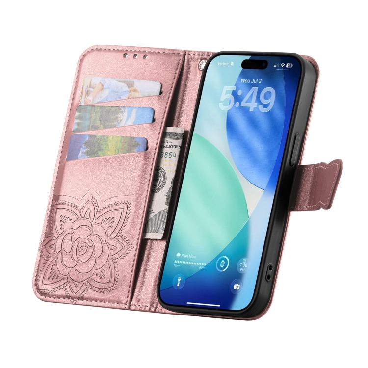 For iPhone Air Butterfly Love Flower Embossed Leather Phone Case