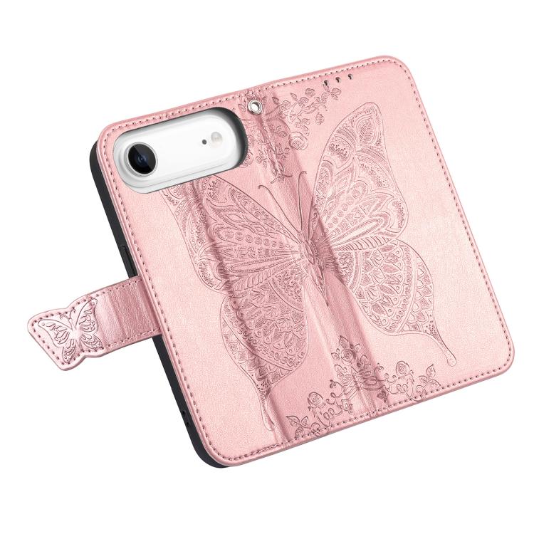 For iPhone Air Butterfly Love Flower Embossed Leather Phone Case