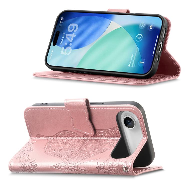 For iPhone Air Butterfly Love Flower Embossed Leather Phone Case