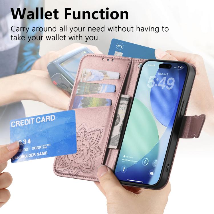 For iPhone Air Butterfly Love Flower Embossed Leather Phone Case