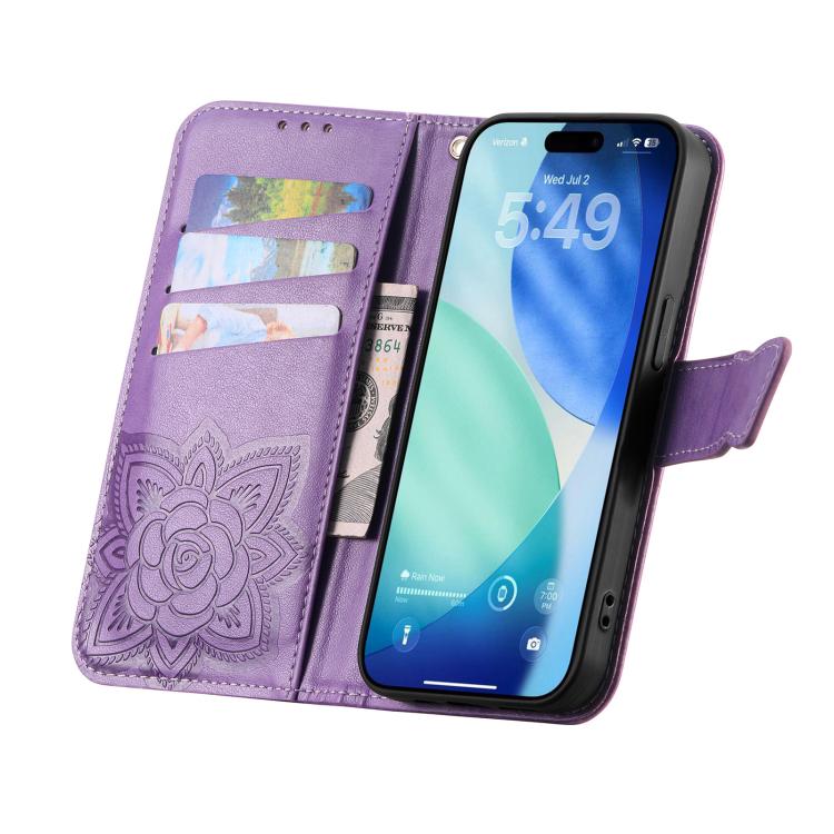 For iPhone Air Butterfly Love Flower Embossed Leather Phone Case