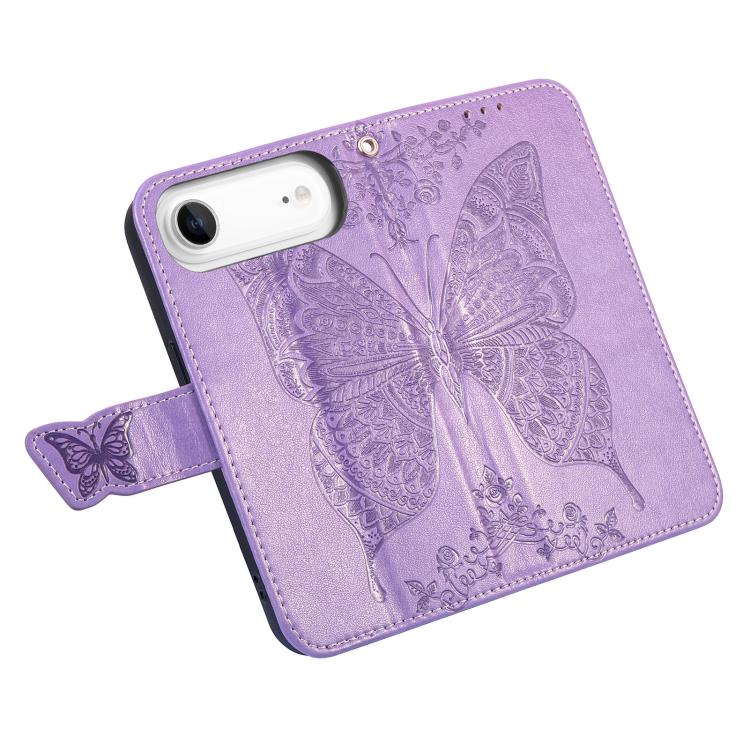For iPhone Air Butterfly Love Flower Embossed Leather Phone Case