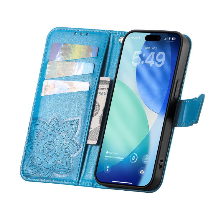 For iPhone Air Butterfly Love Flower Embossed Leather Phone Case