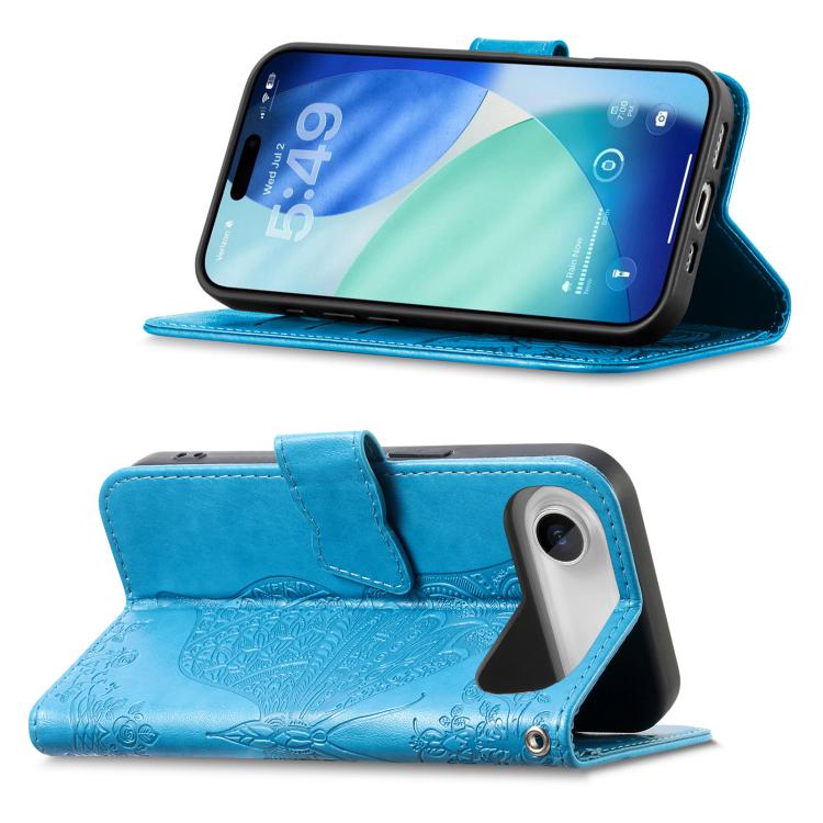 For iPhone Air Butterfly Love Flower Embossed Leather Phone Case