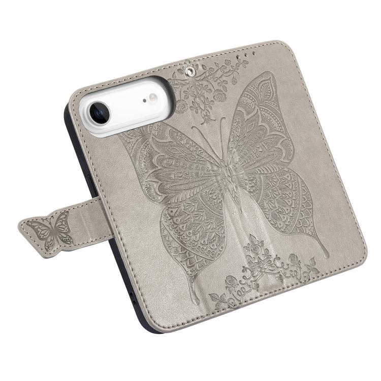 For iPhone Air Butterfly Love Flower Embossed Leather Phone Case