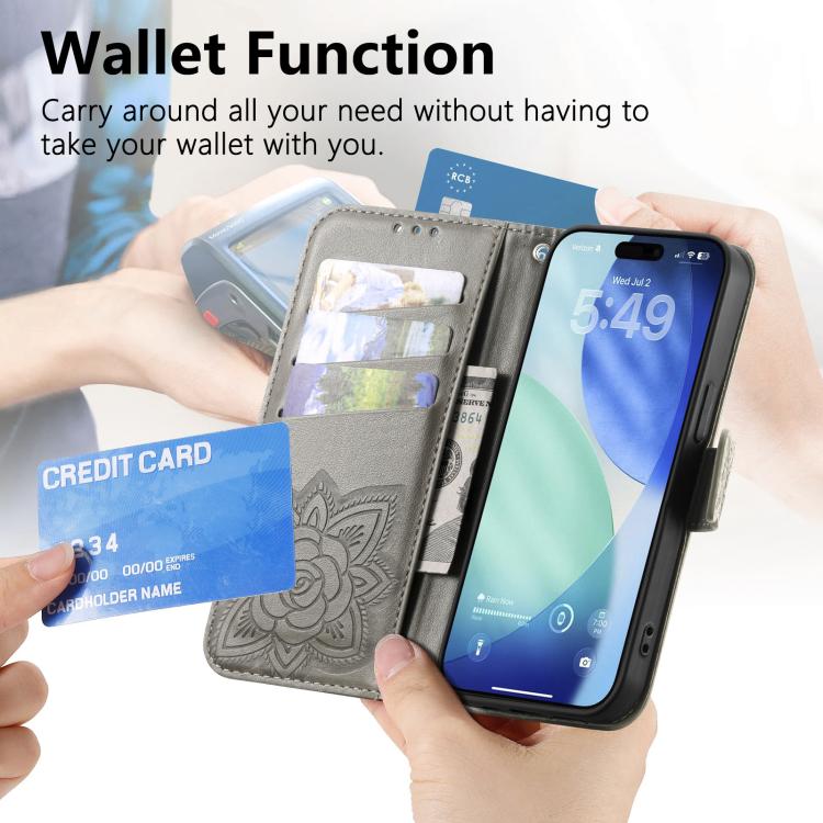 For iPhone Air Butterfly Love Flower Embossed Leather Phone Case