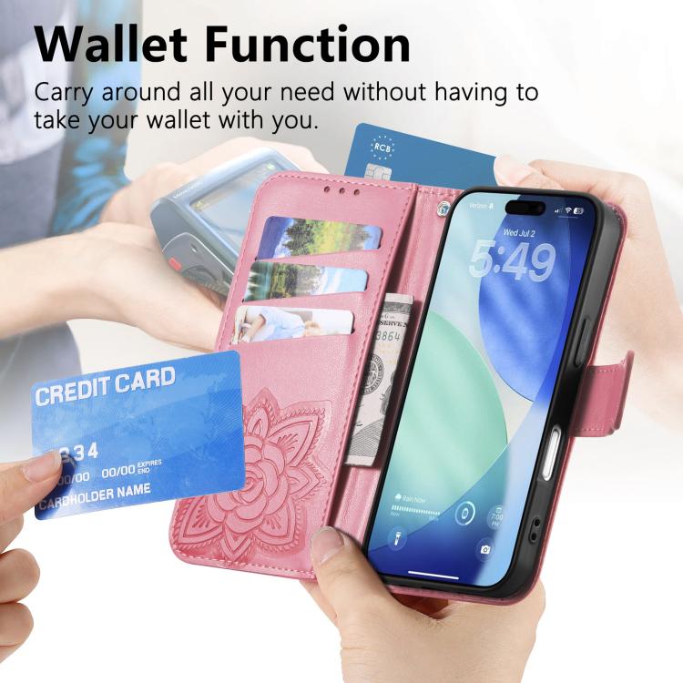 For IPhone 17 Pro Max Butterfly Love Flower Embossed Leather Phone Case