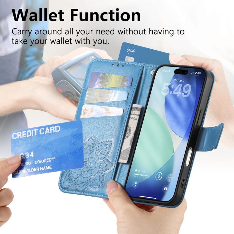 For IPhone 17 Pro Max Butterfly Love Flower Embossed Leather Phone Case