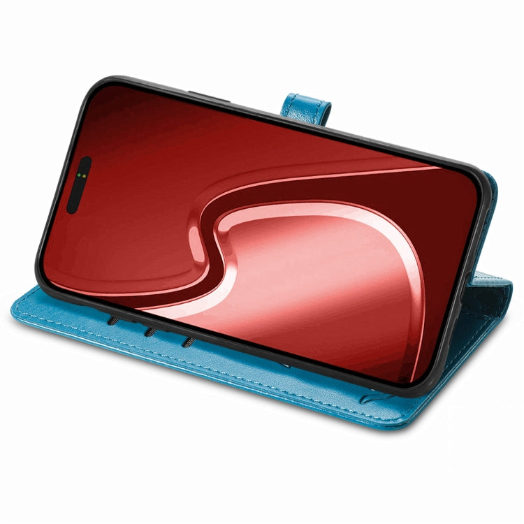 For iPhone 16 Pro Cat and Dog Embossed Leather Phone Case