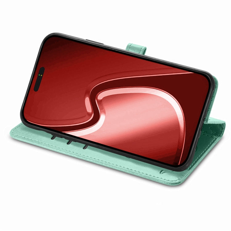 For iPhone 16 Pro Max Cat and Dog Embossed Leather Phone Case